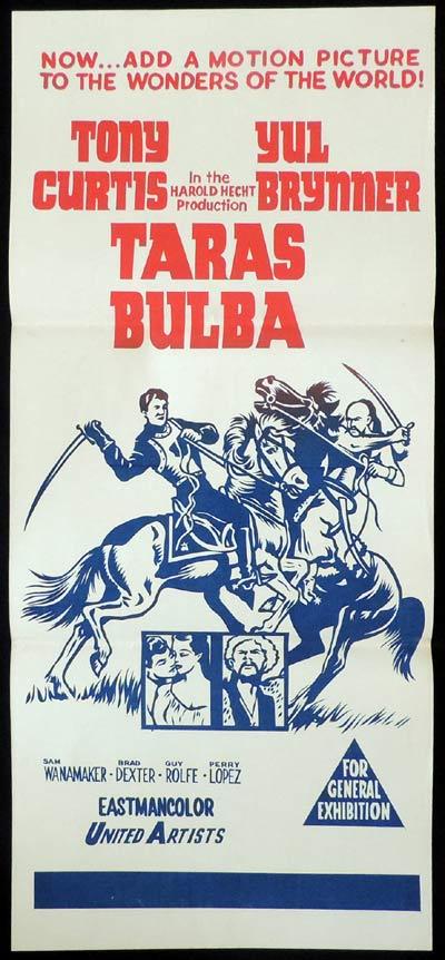 TARAS BULBA Original Daybill Movie Poster Tony Curtis Yul Brynner