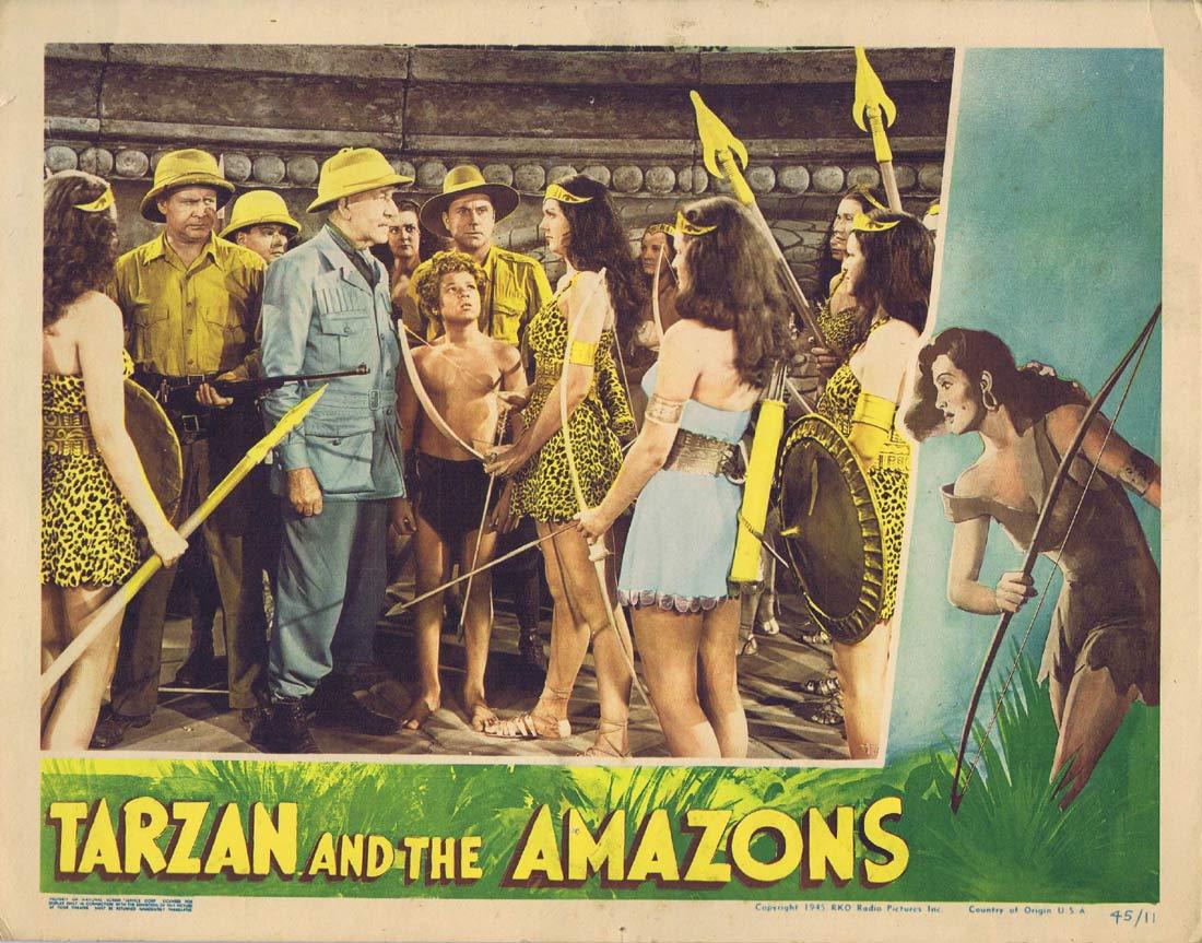 TARZAN AND THE AMAZONS Original Lobby card Johnny Sheffield Brenda Joyce