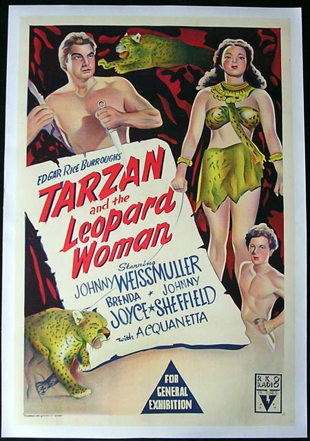 TARZAN AND THE LEOPARD WOMAN Johnny Weissmuller RARE One sheet Movie Poster