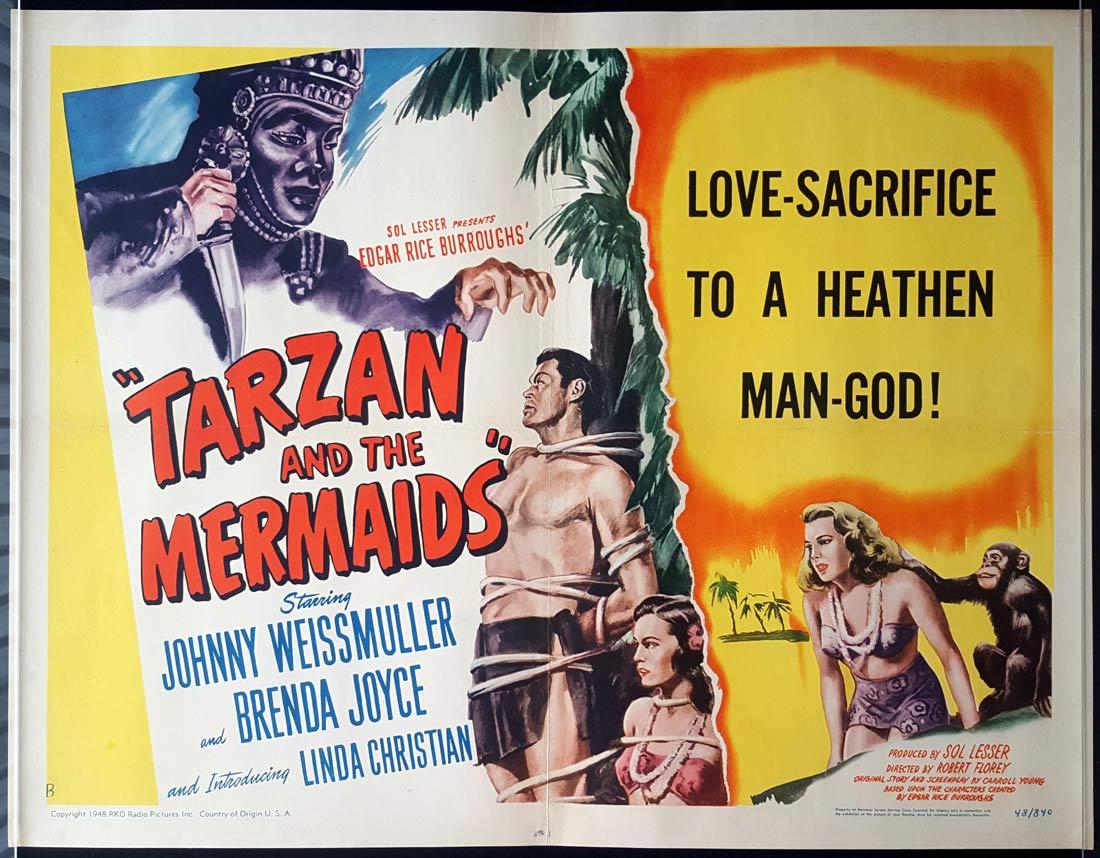TARZAN AND THE MERMAIDS Johnny Weissmuller Brenda Joyce US HALF SHEET poster