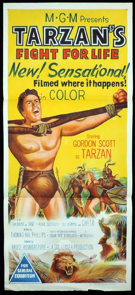 TARZANS FIGHT FOR LIFE Original Daybill Movie Poster Gordon Scott Richardson Studio