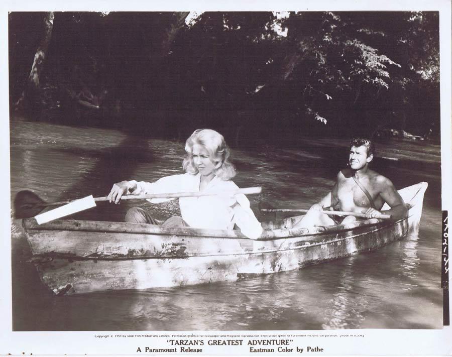 TARZAN’S GREATEST ADVENTURE Movie Still 17 Gordon Scott on the canoe