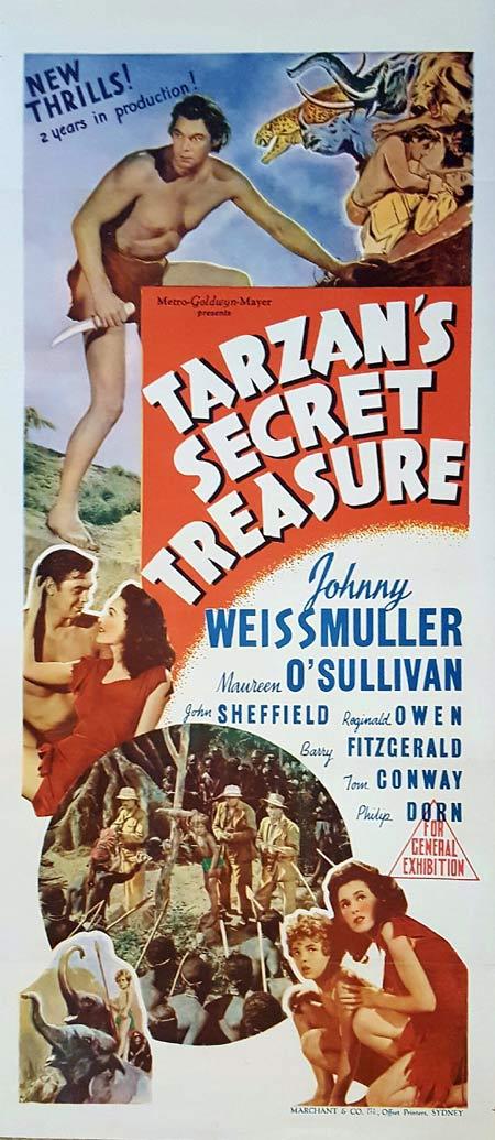 TARZAN’S SECRET TREASURE Original Daybill Movie Poster Johnny Weissmuller Marchant Graphics