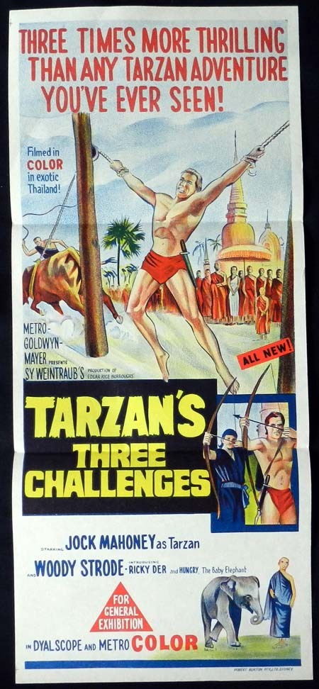 TARZAN’S THREE CHALLENGES Daybill Movie Poster 1963 Jock Mahoney