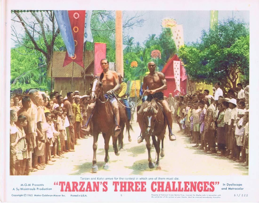 TARZAN’S THREE CHALLENGES Original Lobby Card 5  Jock Mahoney Woody Strode