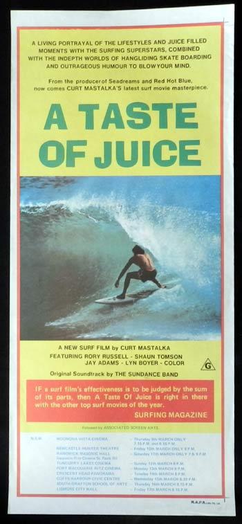 A TASTE OF JUICE Daybill Movie Poster 1976 Curt Mastalka SURFING ART Scott Dittrich