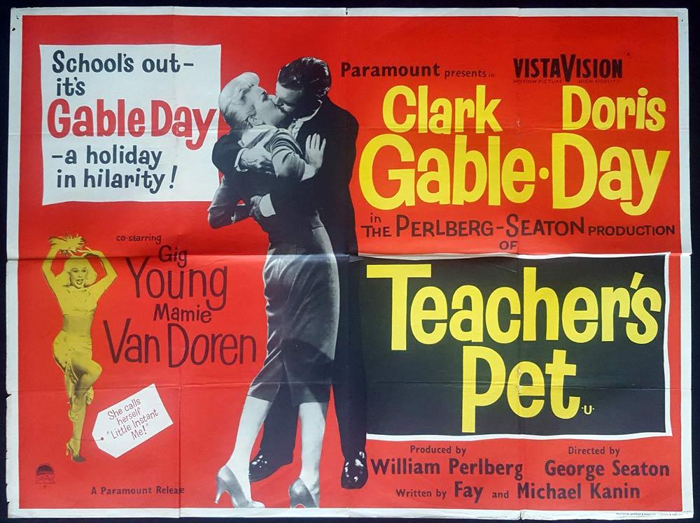 TEACHER’S PET British Quad Movie poster Doris Day Clark Gable