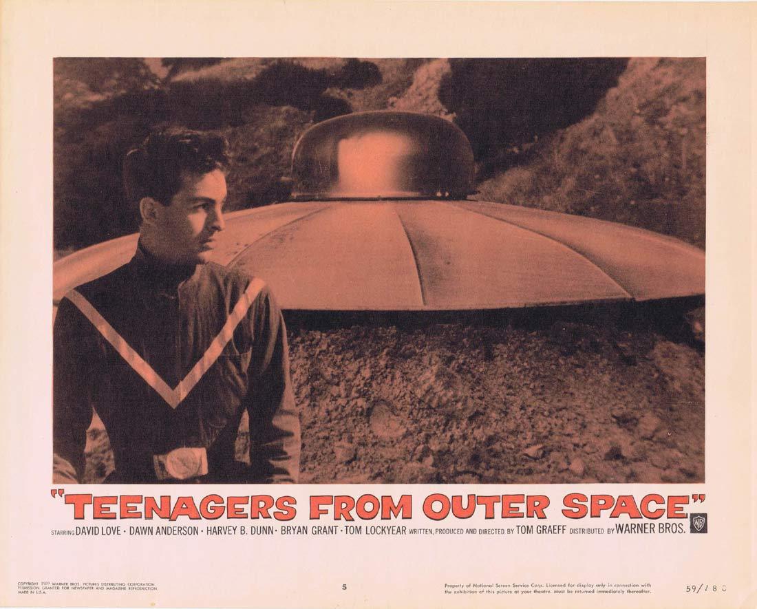 TEENAGERS FROM OUTER SPACE Lobby Card 5 Sci Fi Flying Saucer Best Card