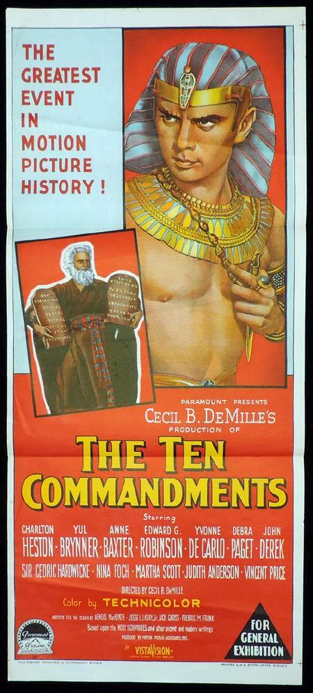THE TEN COMMANDMENTS Original Daybill Movie Poster Charlton Heston Richardson Studio