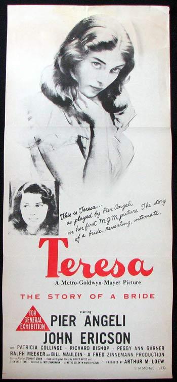 TERESA Movie poster Pier Angeli John Ericson Patricia Collinge