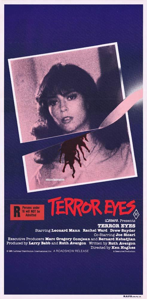 TERROR EYES Original Daybill Movie poster Rachel Ward Horror Slasher