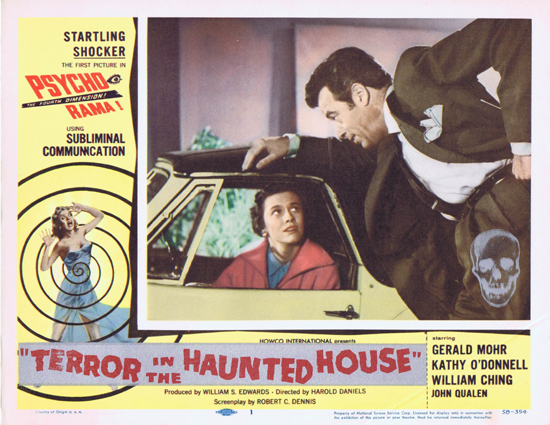 TERROR IN THE HAUNTED HOUSE ’58 aka My World Dies Screaming Filmed in Psycho Rama! US Lobby card 1