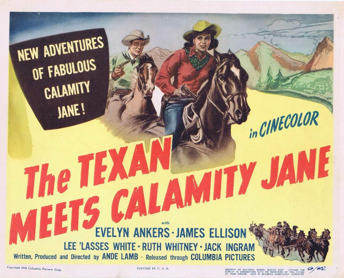 THE TEXAN MEETS CALAMITY JANE Title Lobby Card Evelyn Ankers James Ellison Grace