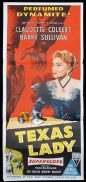 TEXAS LADY Original Daybill Movie Poster GAMBLING Claudette Colbert Barry Sullivan