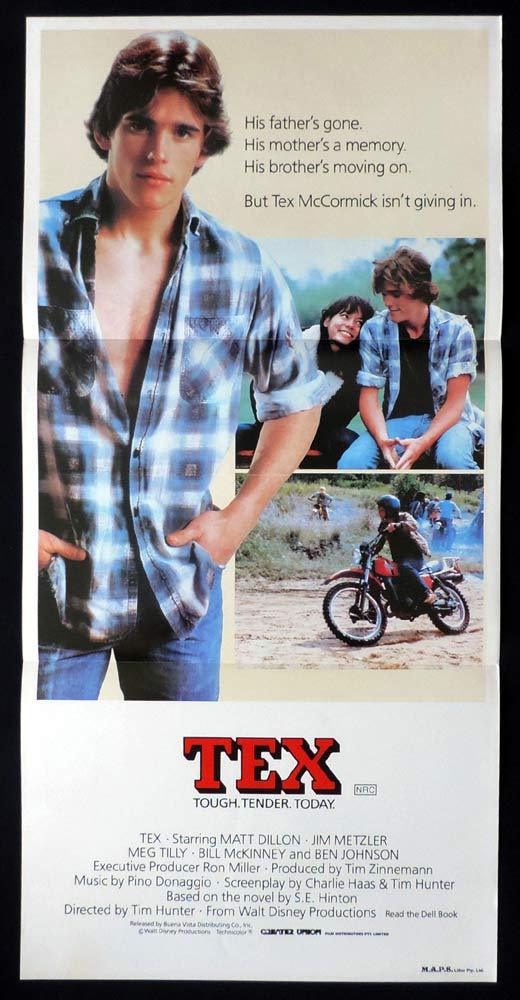 TEX Original Daybill Movie Poster Dirt Bike Motorcycle Matt Dillon Meg Tilly