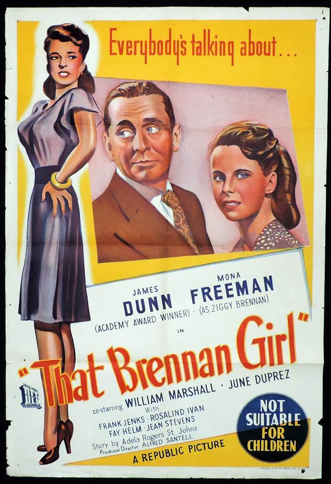 THAT BRENNAN GIRL Original One sheet Movie Poster James Dunn Mona Freeman