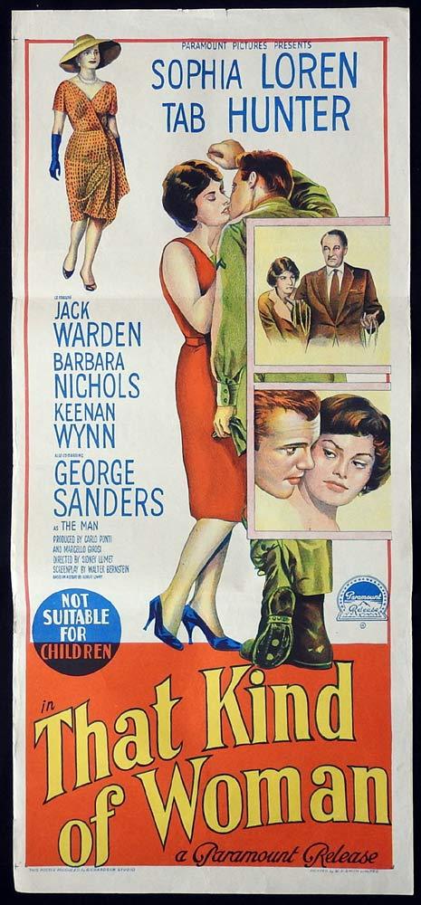 THAT KIND OF WOMAN Original Daybill Movie poster Sophia Loren Tab Hunter Richardson Studio