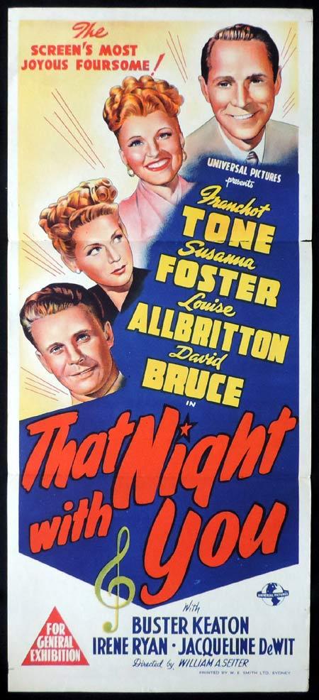 THAT NIGHT WITH YOU Original Daybill Movie Poster Franchot Tone