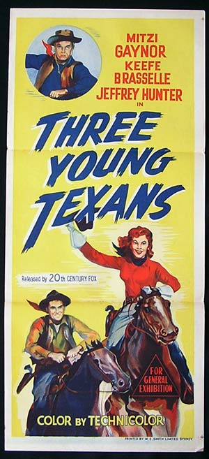 THREE YOUNG TEXANS Movie poster 1954 Mitzi Gaynor daybill