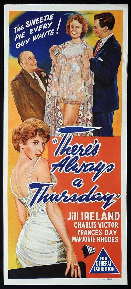 THERE’S ALWAYS A THURSDAY Original Daybill Movie Poster Jill Ireland Charles Victor