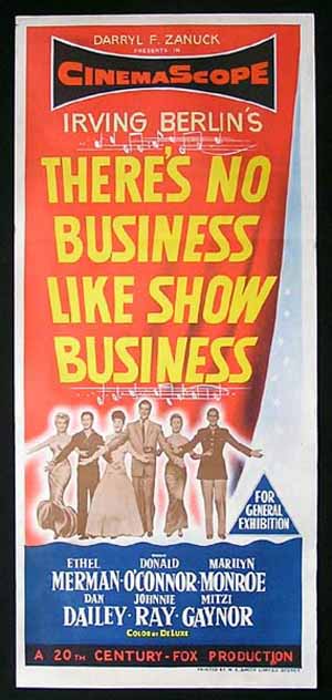 THERE’S NO BUSINESS LIKE SHOW BUSINESS Marilyn Monroe Australian Daybill Movie poster