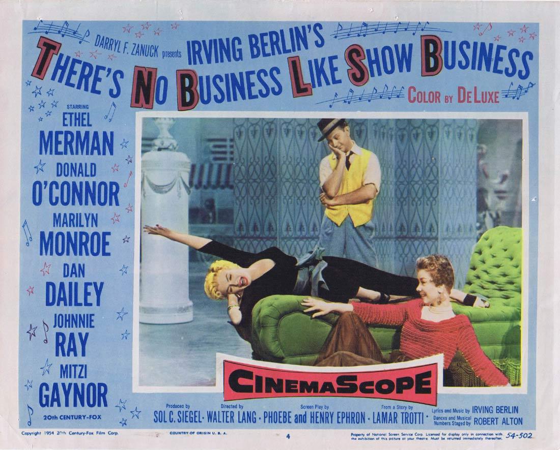 THERE’S NO BUSINESS LIKE SHOW BUSINESS Lobby Card 4 Ethel Merman Donald O’Connor Marilyn Monroe