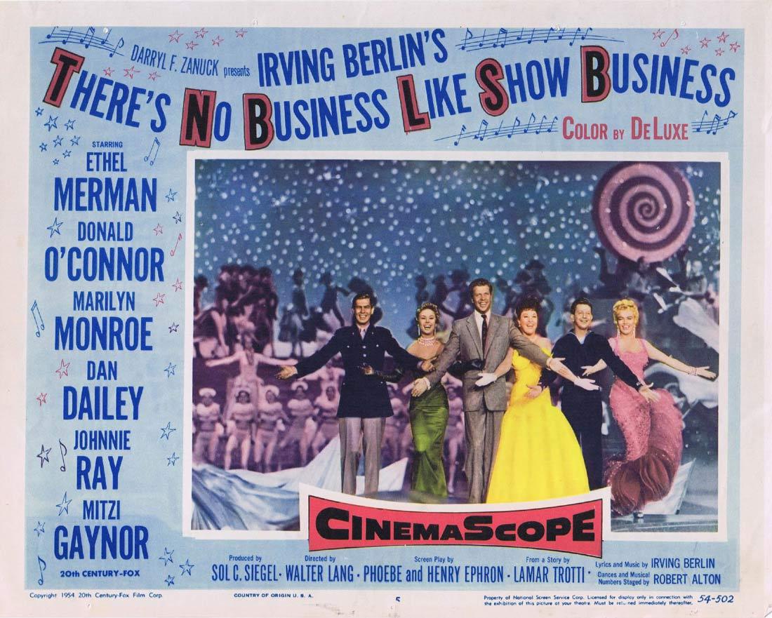 THERE’S NO BUSINESS LIKE SHOW BUSINESS Lobby Card 5 Ethel Merman Donald O’Connor Marilyn Monroe