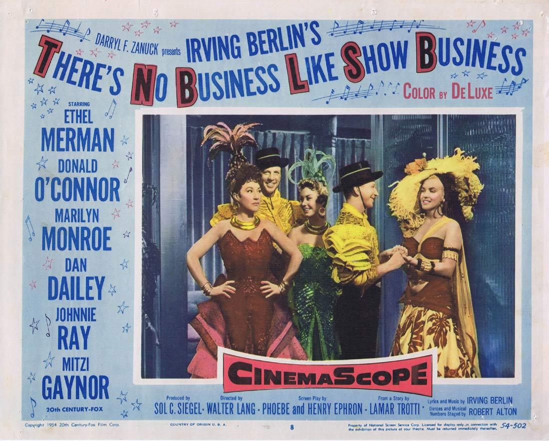 THERE’S NO BUSINESS LIKE SHOW BUSINESS Lobby Card 8 Ethel Merman Donald O’Connor Marilyn Monroe