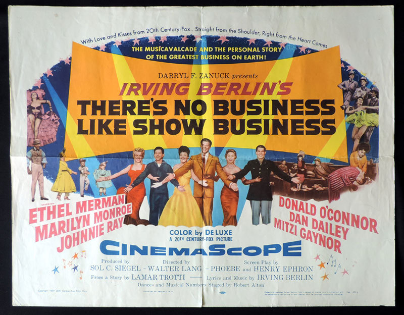 THERE’S NO BUSINESS LIKE SHOW BUSINESS Marilyn Monroe US Half Sheet Movie poster