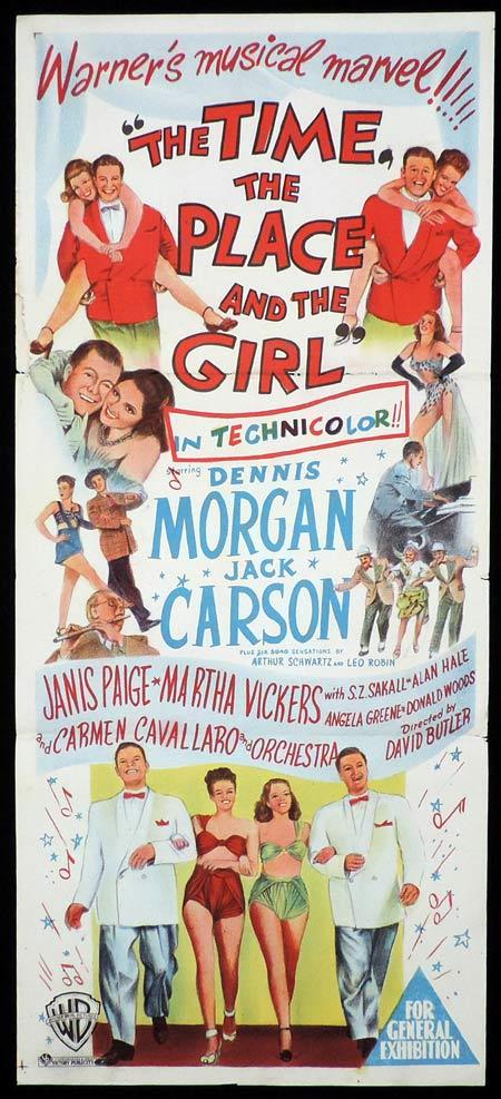 THE TIME THE PLACE AND THE GIRL Original Daybill Movie Poster Dennis Morgan Jack Carson
