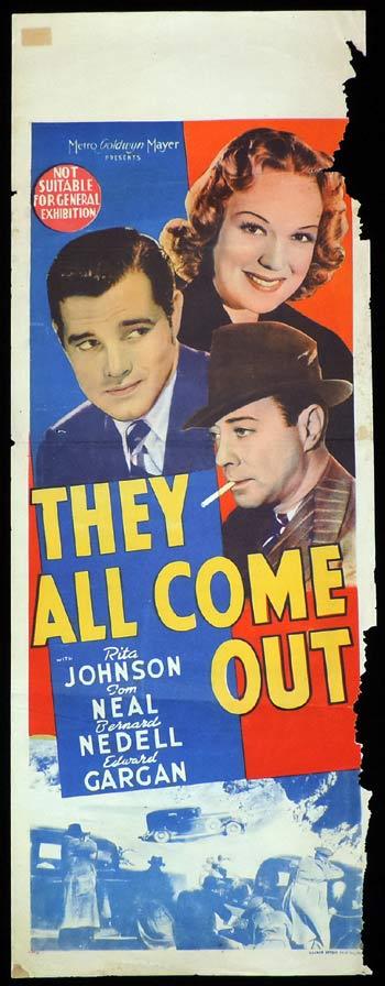 THEY ALL COME OUT Long Daybill Movie poster 1939 Jacques Tourneur Tom Neal