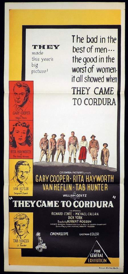 THEY CAME TO CORDURA Original Daybill Movie Poster Rita Hayworth Gary Cooper