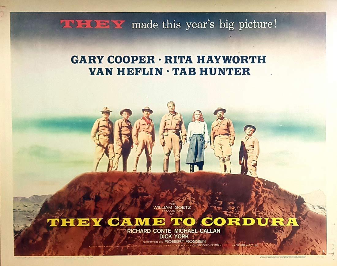 THEY CAME TO CORDURA Original US Half Sheet Movie poster Gary Cooper Rita Hayworth