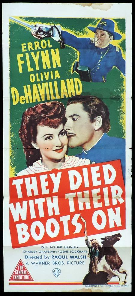 THEY DIED WITH THEIR BOOTS ON Original Daybill Movie Poster ERROL FLYNN Olivia DeHavilland Marchant