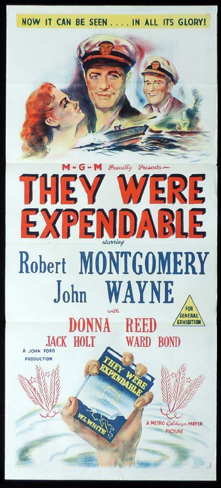 THEY WERE EXPENDABLE Original Daybill Movie Poster Robert Montgomery John Wayne