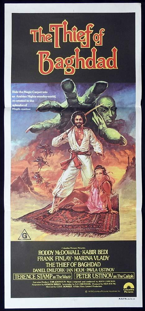 THE THIEF OF BAGHDAD Original Daybill Movie Poster Roddy McDowall Kabir Bedi