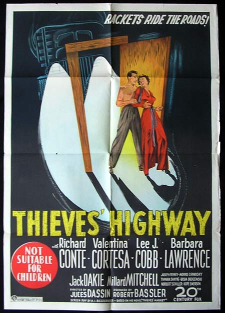 THIEVES HIGHWAY Richard Conte FILM NOIR Australian One sheet Movie poster