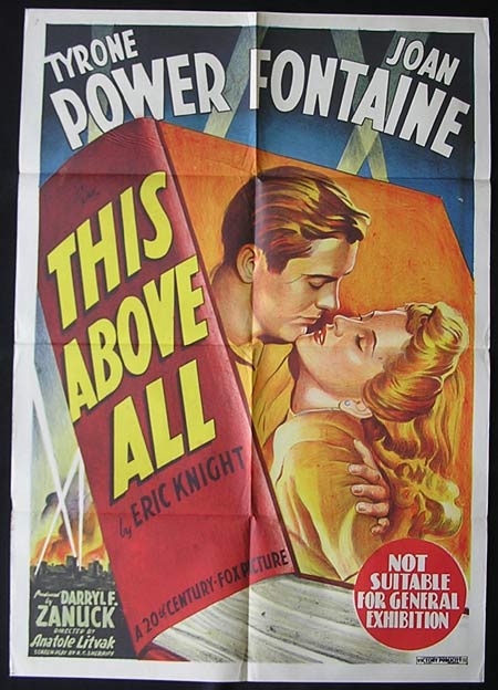 THIS ABOVE ALL Tyrone Power RARE Australian one sheet poster