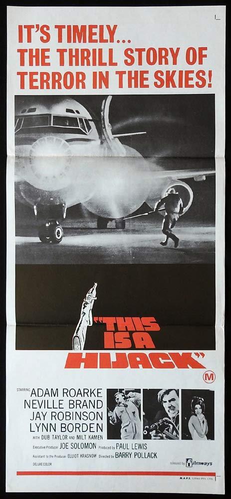 THIS IS A HIJACK Original Daybill Movie poster Airline Adam Roarke Lynn Borden