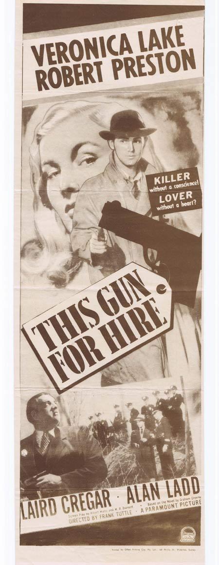 THIS GUN FOR HIRE Original Daybill Movie Poster Veronica Lake Robert Preston Laird Cregar Alan Ladd