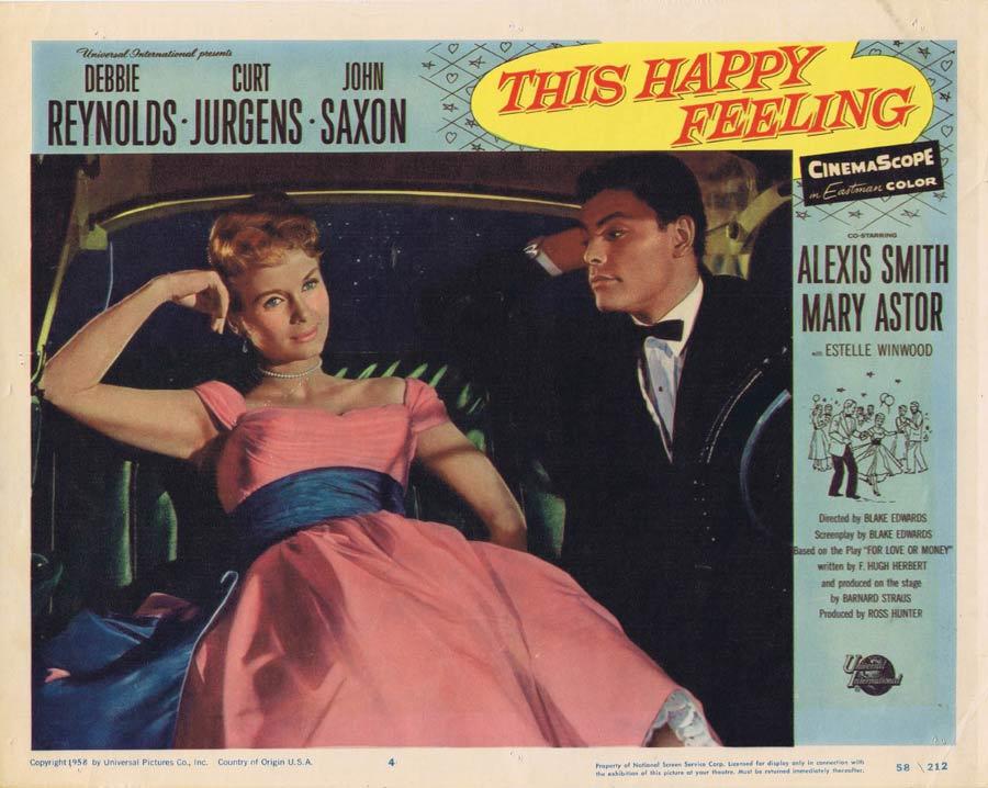 THIS HAPPY FEELING Lobby Card Debbie Reynolds John Saxon