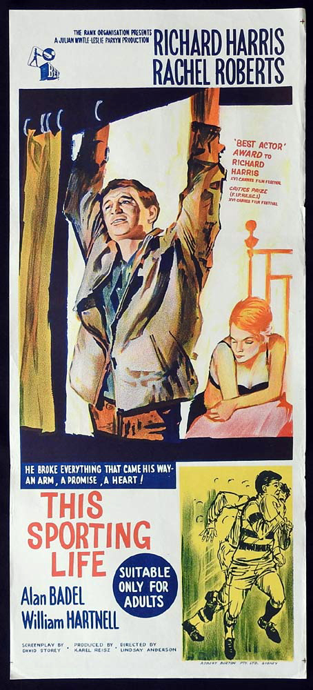 THIS SPORTING LIFE Original Daybill Movie Poster Richard Harris