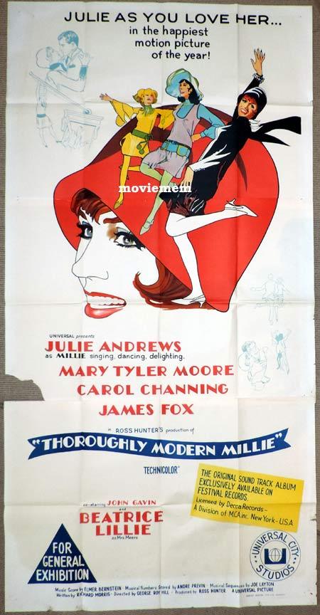 THOROUGHLY MODERN MILLIE Original 3 Sheet Movie Poster Julie Andrews