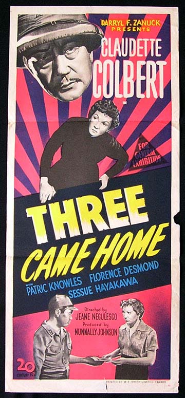 THREE CAME HOME ’50-Claudette Colbert-poster