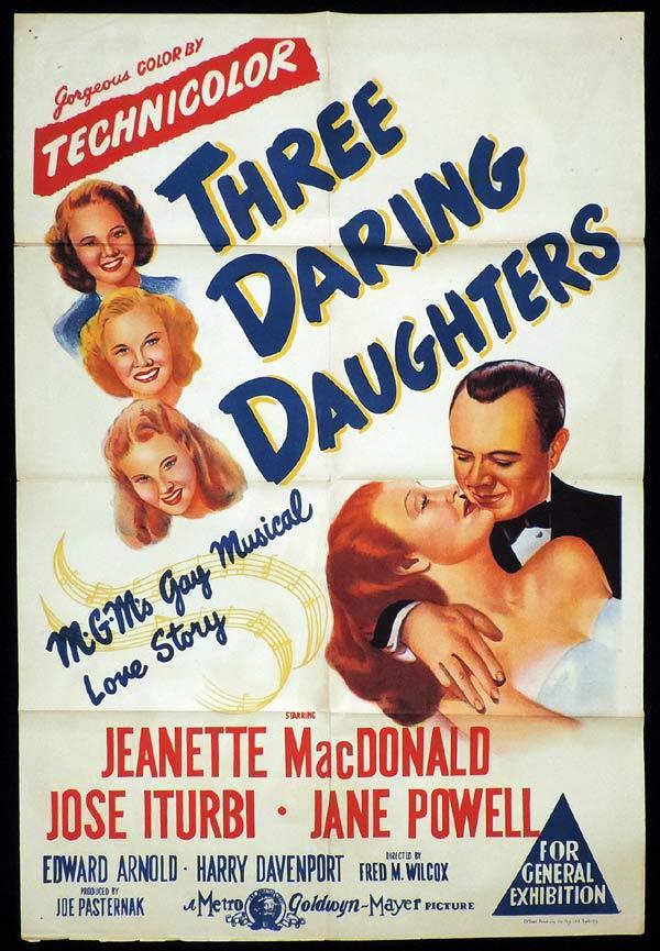 THREE DARING DAUGHTERS One sheet Movie poster Jeanette McDonald