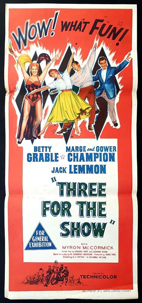 THREE FOR THE SHOW Original Daybill Movie Poster Betty Grable