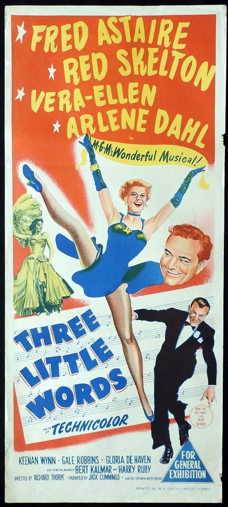 THREE LITTLE WORDS Original daybill Movie Poster Fred Astaire Red Skelton Vera-Ellen