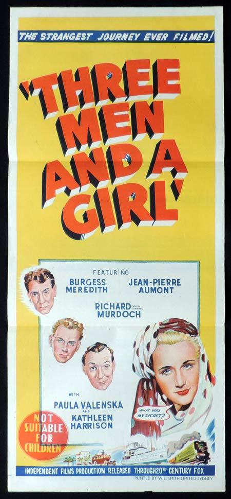 THREE MEN AND A GIRL Original Daybill Movie Poster The Gay Adventure