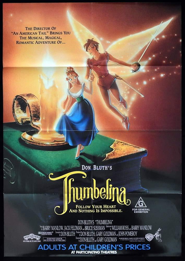 THUMBELINA Original One sheet Movie Poster Don Bluth Animation
