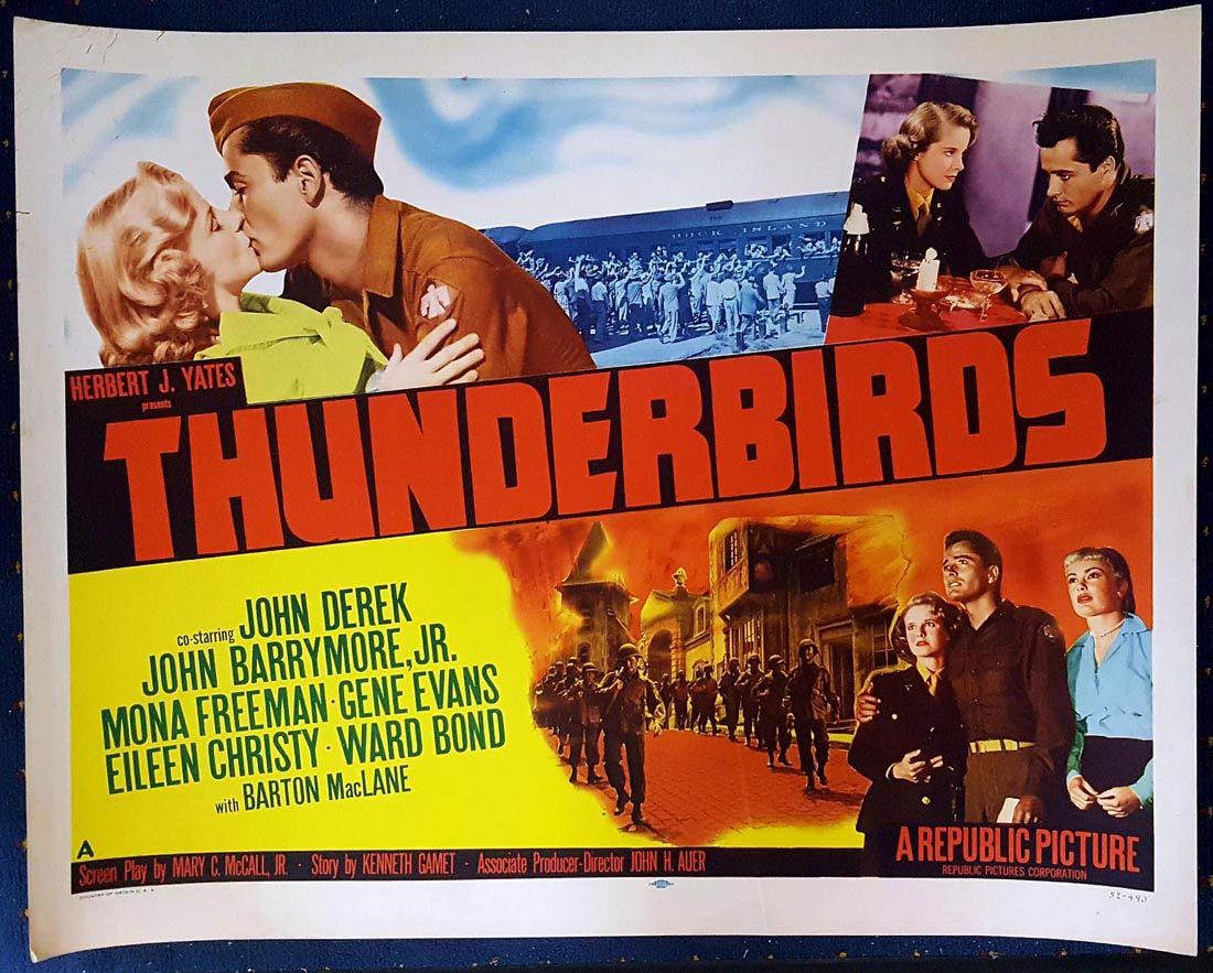 THUNDERBIRDS US Half sheet Movie poster John Derek John Drew Barrymore Mona Freeman